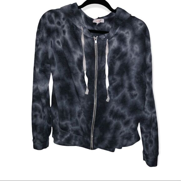 Colsie Jackets & Blazers - Women's Colsie Grey Tie Dye Hooded Sweatshirt Jacket